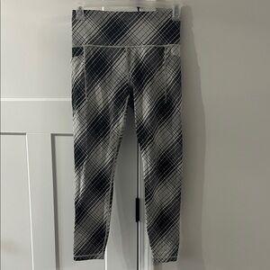 Athleta Plaid Leggings - Black and Gray and White